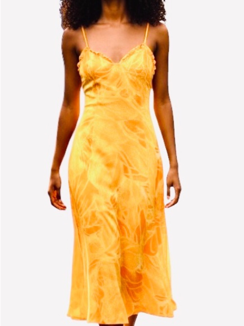19 Cooper Sleeveless Tie Strap Midi Dress. Mustard  (Yellow)   Sz S